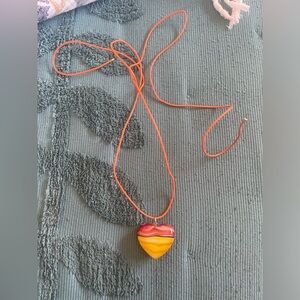 Zara Red and Orange Heart Pendant Necklace